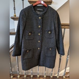 Zara Black Textured Coat
